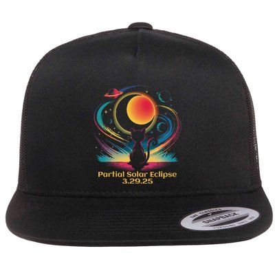 Partial Solar Eclipse 2025 Cat Lover Astronomy 3.29.25 Flat Bill Trucker Hat
