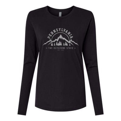 Pennsylvania State Est. 1787 Vintage Mountains Gift Womens Cotton Relaxed Long Sleeve T-Shirt