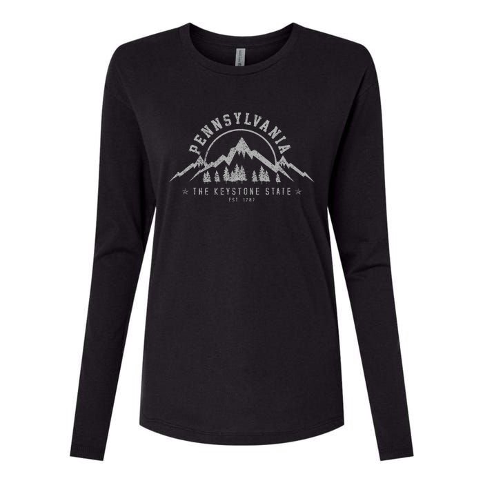 Pennsylvania State Est. 1787 Vintage Mountains Gift Womens Cotton Relaxed Long Sleeve T-Shirt