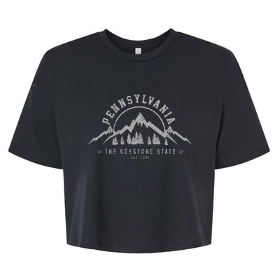 Pennsylvania State Est. 1787 Vintage Mountains Gift Bella+Canvas Jersey Crop Tee