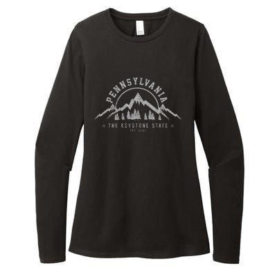 Pennsylvania State Est. 1787 Vintage Mountains Gift Womens CVC Long Sleeve Shirt