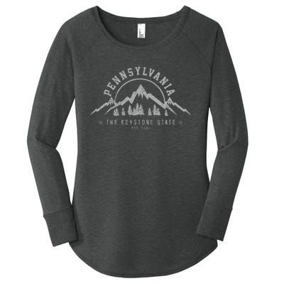 Pennsylvania State Est. 1787 Vintage Mountains Gift Women's Perfect Tri Tunic Long Sleeve Shirt