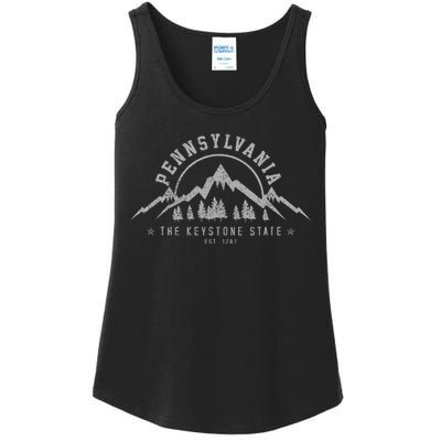 Pennsylvania State Est. 1787 Vintage Mountains Gift Ladies Essential Tank