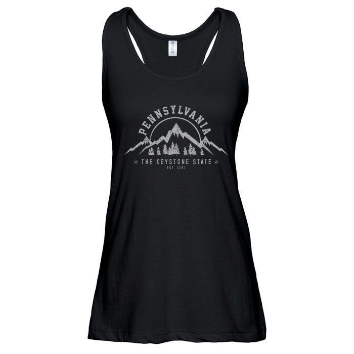 Pennsylvania State Est. 1787 Vintage Mountains Gift Ladies Essential Flowy Tank