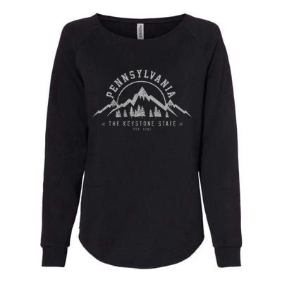 Pennsylvania State Est. 1787 Vintage Mountains Gift Womens California Wash Sweatshirt