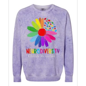 Puzzle Sunflower Embrace Neurodiversity Spectrum Autism Gift Colorblast Crewneck Sweatshirt