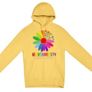 Puzzle Sunflower Embrace Neurodiversity Spectrum Autism Gift Premium Pullover Hoodie