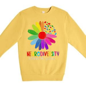 Puzzle Sunflower Embrace Neurodiversity Spectrum Autism Gift Premium Crewneck Sweatshirt