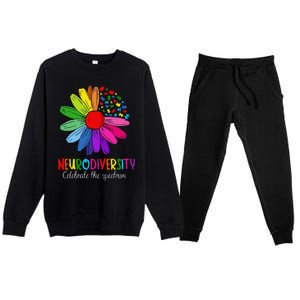 Puzzle Sunflower Embrace Neurodiversity Spectrum Autism Gift Premium Crewneck Sweatsuit Set