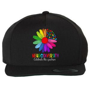 Puzzle Sunflower Embrace Neurodiversity Spectrum Autism Gift Wool Snapback Cap