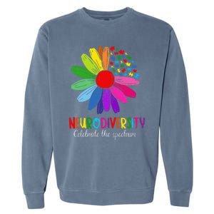 Puzzle Sunflower Embrace Neurodiversity Spectrum Autism Gift Garment-Dyed Sweatshirt