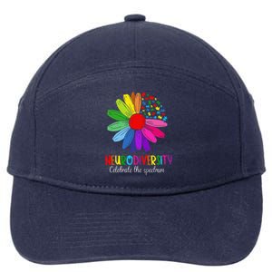 Puzzle Sunflower Embrace Neurodiversity Spectrum Autism Gift 7-Panel Snapback Hat