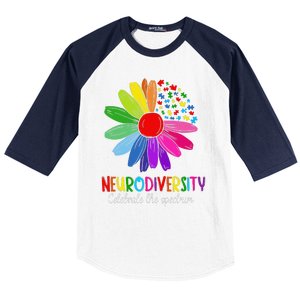 Puzzle Sunflower Embrace Neurodiversity Spectrum Autism Gift Baseball Sleeve Shirt