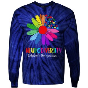 Puzzle Sunflower Embrace Neurodiversity Spectrum Autism Gift Tie-Dye Long Sleeve Shirt