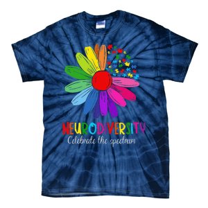 Puzzle Sunflower Embrace Neurodiversity Spectrum Autism Gift Tie-Dye T-Shirt