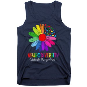 Puzzle Sunflower Embrace Neurodiversity Spectrum Autism Gift Tank Top