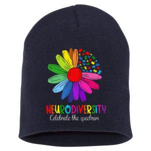 Puzzle Sunflower Embrace Neurodiversity Spectrum Autism Gift Short Acrylic Beanie