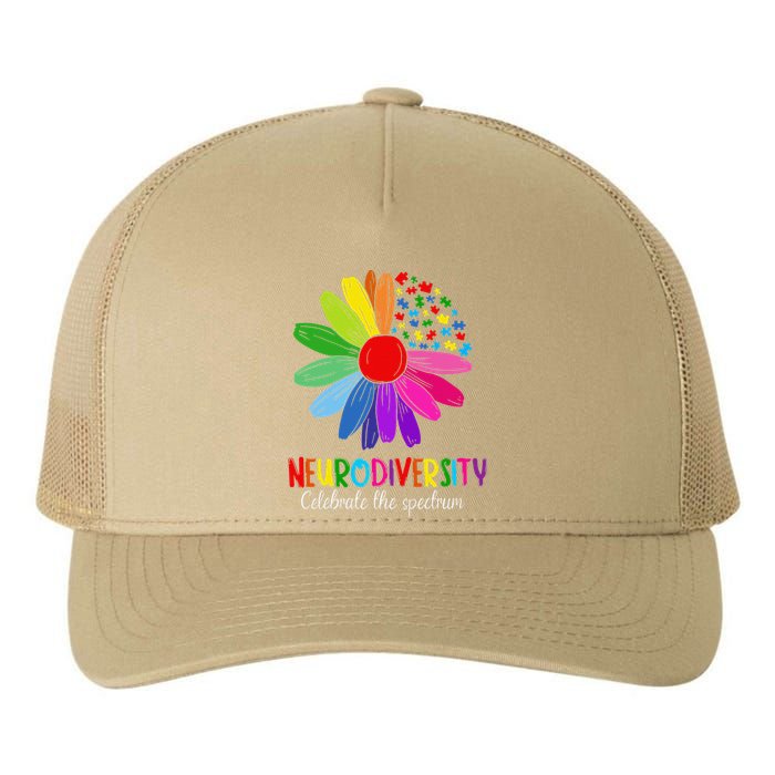 Puzzle Sunflower Embrace Neurodiversity Spectrum Autism Gift Yupoong Adult 5-Panel Trucker Hat