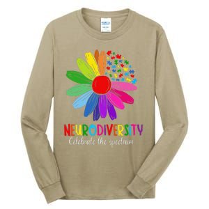 Puzzle Sunflower Embrace Neurodiversity Spectrum Autism Gift Tall Long Sleeve T-Shirt