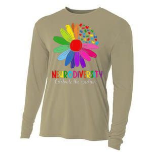 Puzzle Sunflower Embrace Neurodiversity Spectrum Autism Gift Cooling Performance Long Sleeve Crew