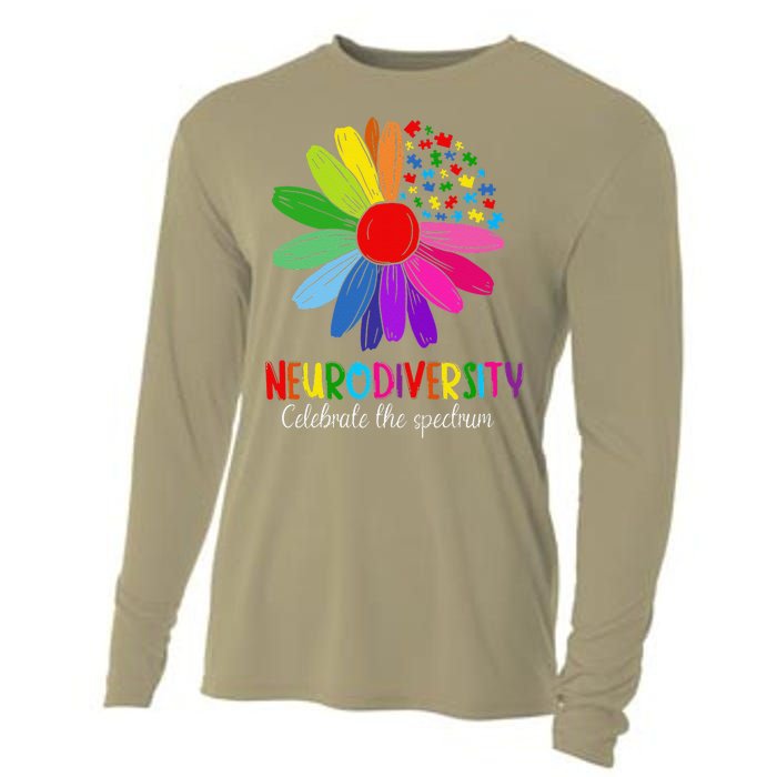 Puzzle Sunflower Embrace Neurodiversity Spectrum Autism Gift Cooling Performance Long Sleeve Crew