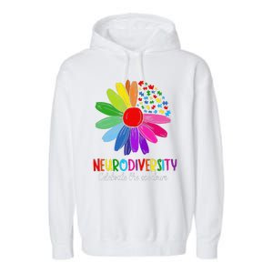 Puzzle Sunflower Embrace Neurodiversity Spectrum Autism Gift Garment-Dyed Fleece Hoodie