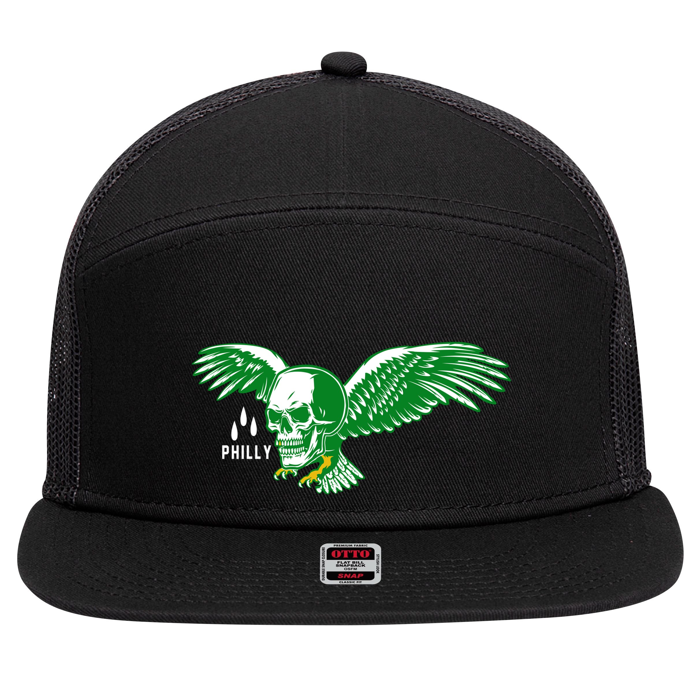 Philly Skull Eagle 7 Panel Mesh Trucker Snapback Hat