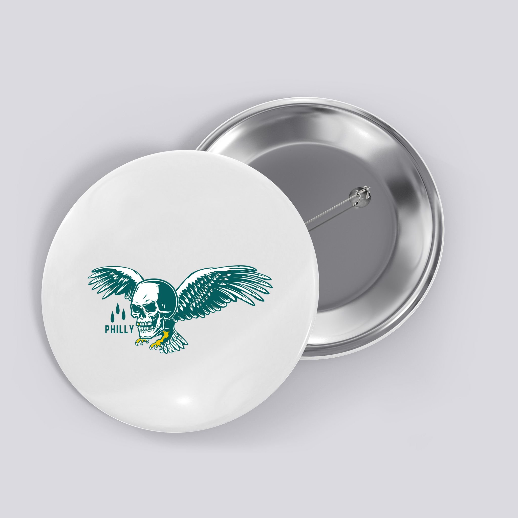 Philly Skull Eagle Button
