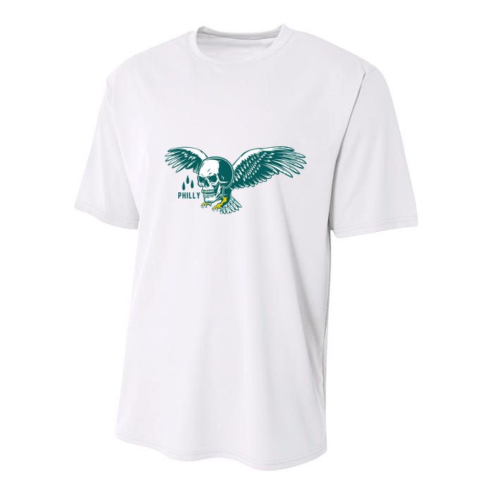Philly Skull Eagle Youth Performance Sprint T-Shirt
