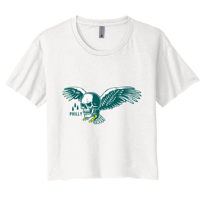 Philly Skull Eagle Women's Crop Top Tee