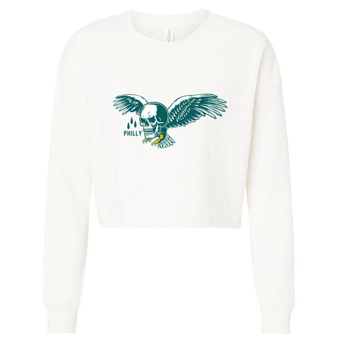 Philly Skull Eagle Cropped Pullover Crew