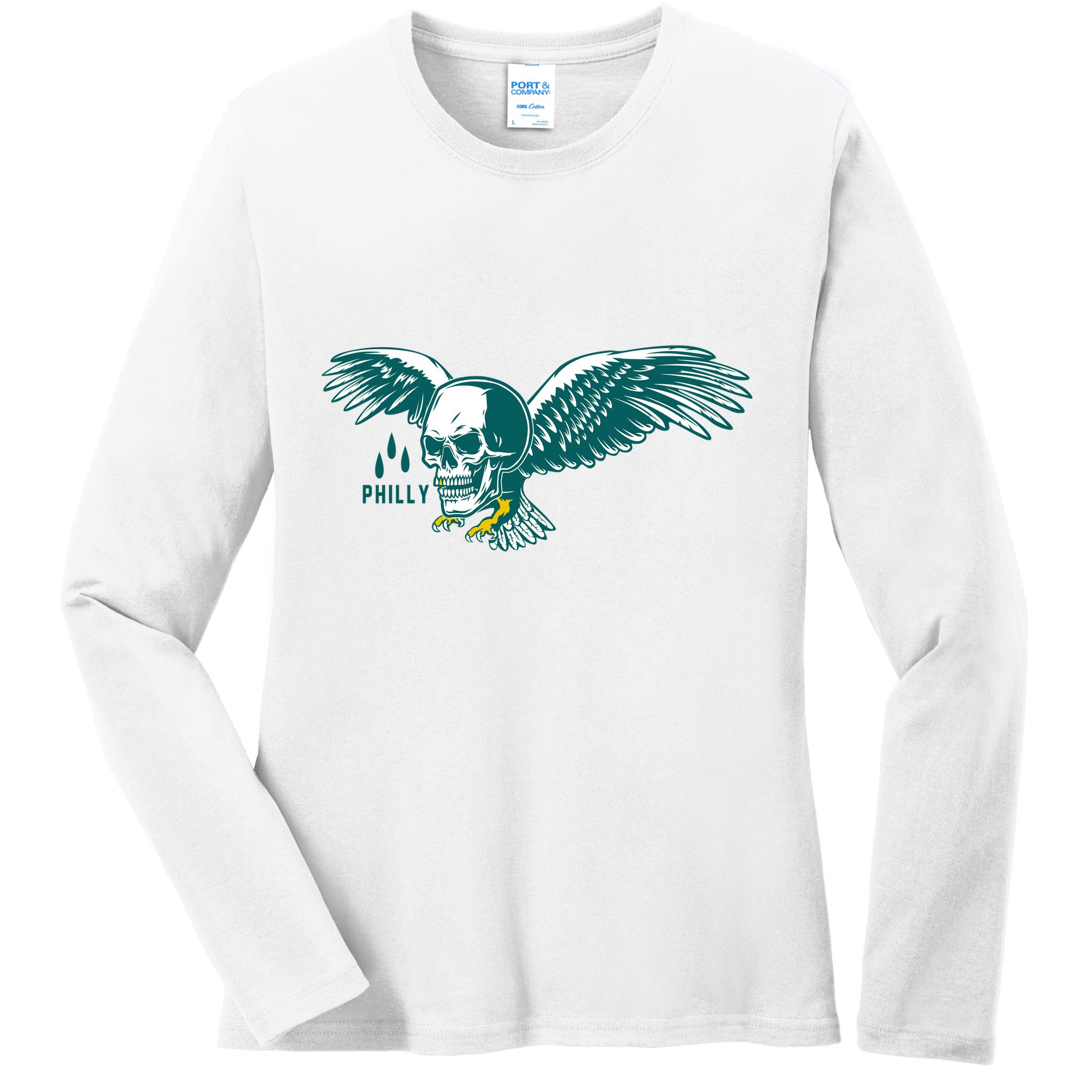 Philly Skull Eagle Ladies Long Sleeve Shirt