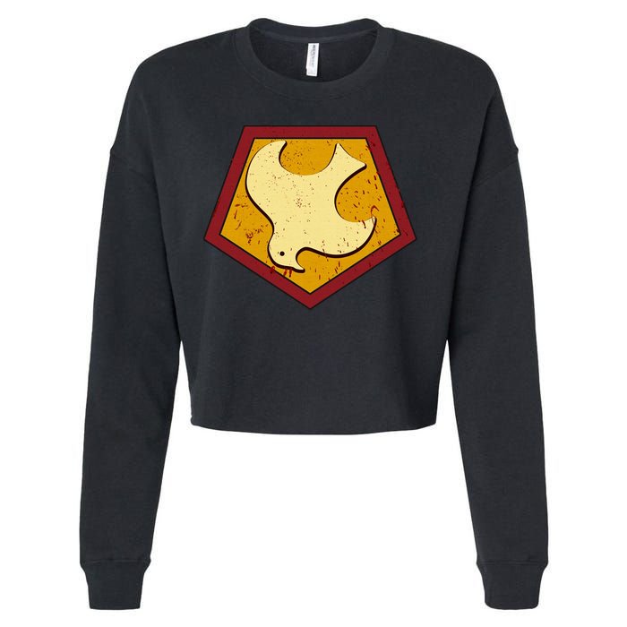 Peacemaker Superhero Emblem Cropped Pullover Crew