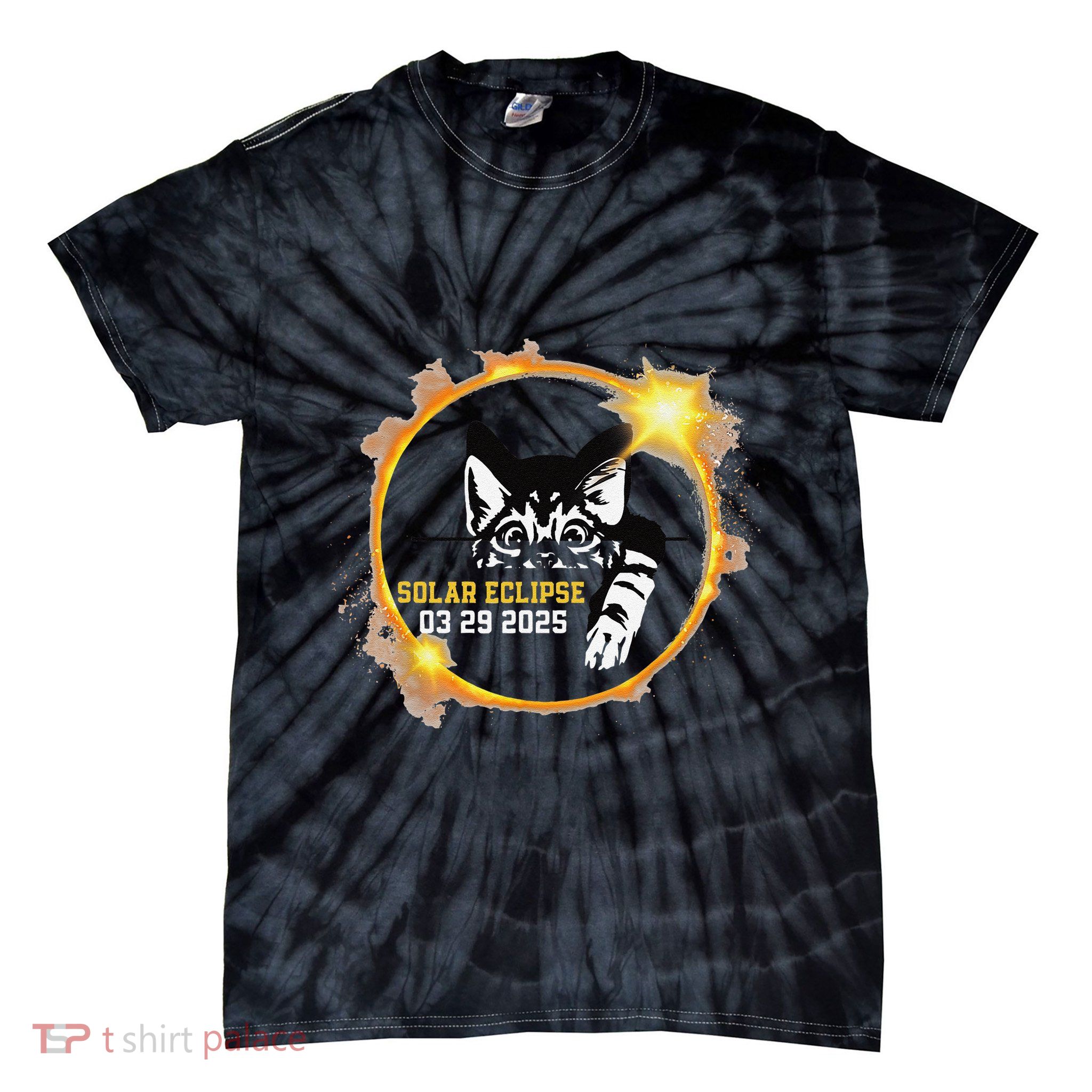 Partial Solar Eclipse March 29 2025 Solar Eclipse 2025 Cat Tie-Dye T-Shirt