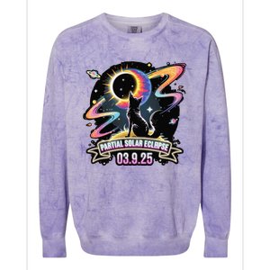 Partial Solar Eclipse 2025 Cat Lover Astronomy 3.29.25 Colorblast Crewneck Sweatshirt