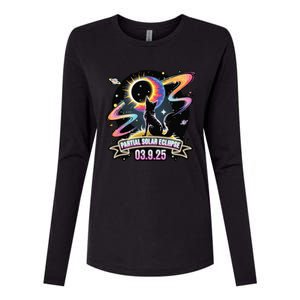 Partial Solar Eclipse 2025 Cat Lover Astronomy 3.29.25 Womens Cotton Relaxed Long Sleeve T-Shirt