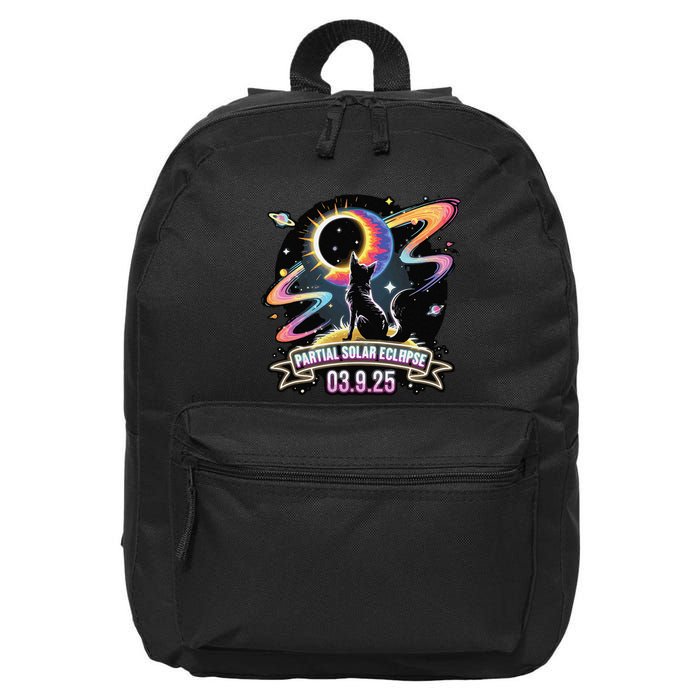 Partial Solar Eclipse 2025 Cat Lover Astronomy 3.29.25 16 in Basic Backpack