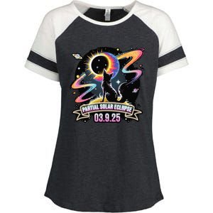 Partial Solar Eclipse 2025 Cat Lover Astronomy 3.29.25 Enza Ladies Jersey Colorblock Tee