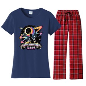 Partial Solar Eclipse 2025 Cat Lover Astronomy 3.29.25 Women's Flannel Pajama Set