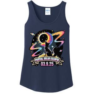 Partial Solar Eclipse 2025 Cat Lover Astronomy 3.29.25 Ladies Essential Tank