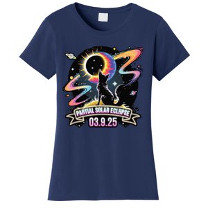 Partial Solar Eclipse 2025 Cat Lover Astronomy 3.29.25 Women's T-Shirt