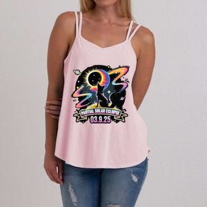 Partial Solar Eclipse 2025 Cat Lover Astronomy 3.29.25 Women's Strappy Tank