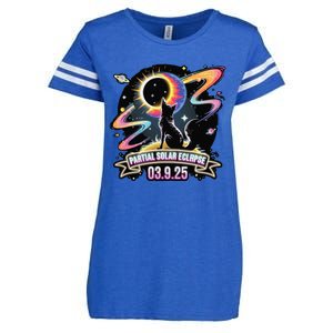 Partial Solar Eclipse 2025 Cat Lover Astronomy 3.29.25 Enza Ladies Jersey Football T-Shirt