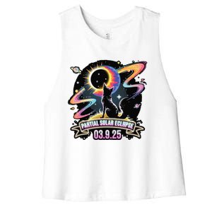 Partial Solar Eclipse 2025 Cat Lover Astronomy 3.29.25 Women's Racerback Cropped Tank