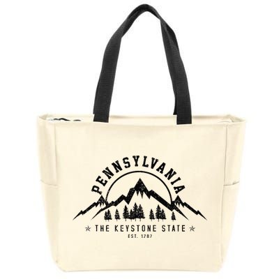 Pennsylvania State Est. 1787 Vintage Mountains Gift Zip Tote Bag