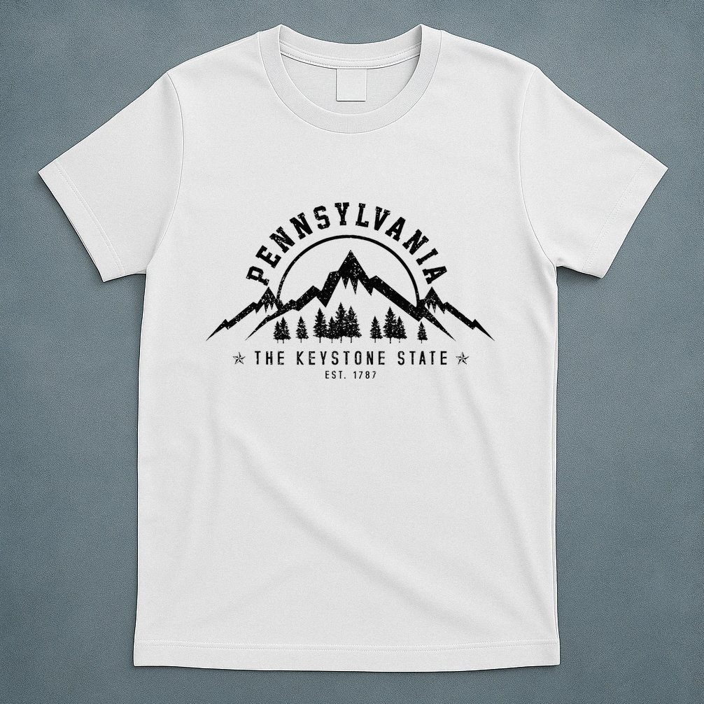 Pennsylvania State Est. 1787 Vintage Mountains Gift T-Shirt