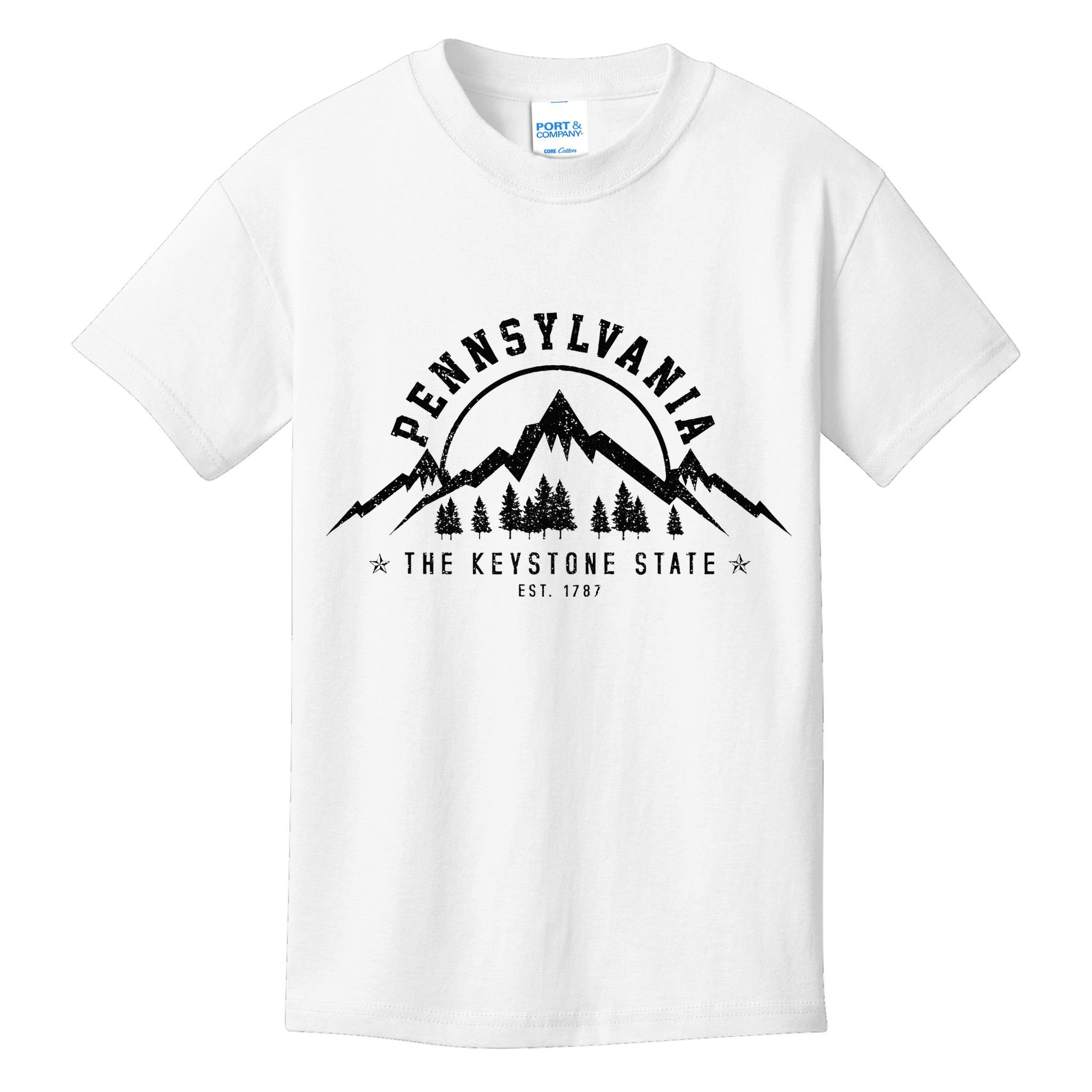 Pennsylvania State Est. 1787 Vintage Mountains Gift Kids T-Shirt