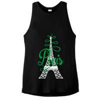 Paris Script Eiffel Tower French France Ladies PosiCharge Tri-Blend Wicking Tank