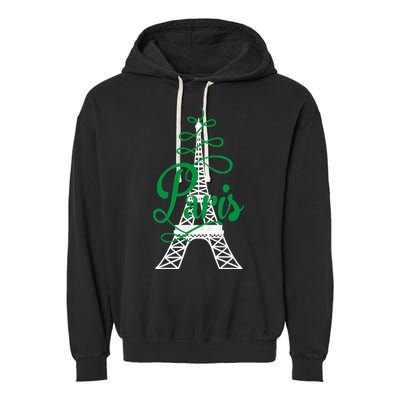 Paris Script Eiffel Tower French France Garment-Dyed Fleece Hoodie