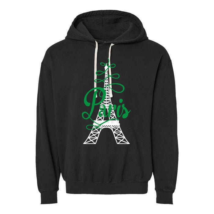Paris Script Eiffel Tower French France Garment-Dyed Fleece Hoodie
